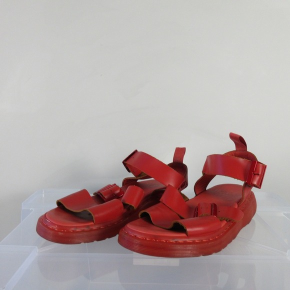 Dr. Martens Gryphon Gladiator Sandals Women 9 Red Platform Buckle Casual 1126 - Picture 1 of 16